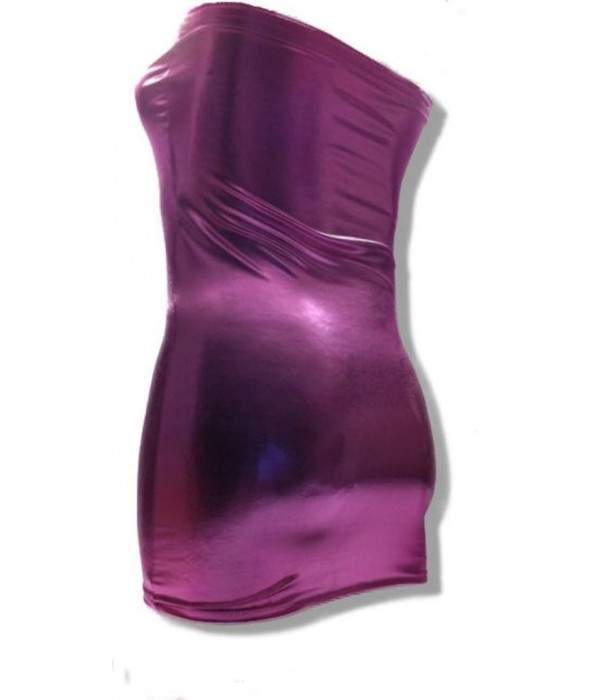 bargain Leather Look Pink Big Size Bandeau Dress - Jetzt noch mehr sparen