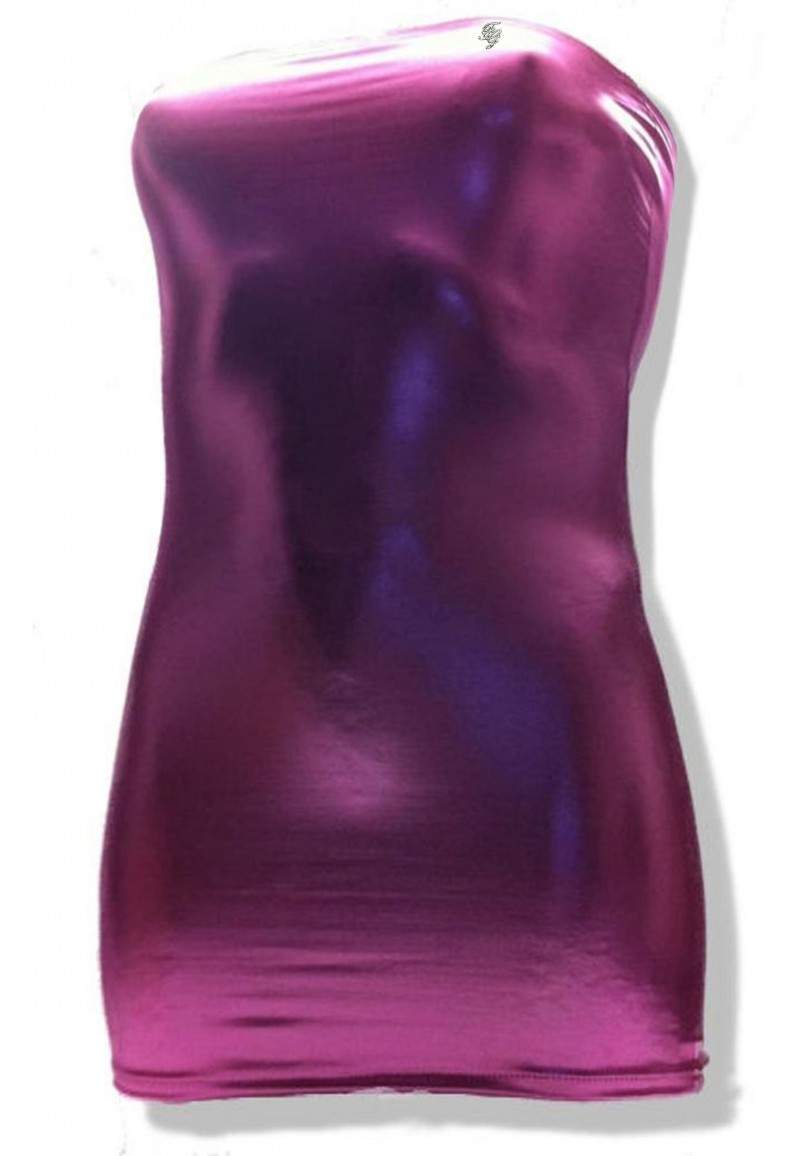 Pink wetlook bandeau dress plus size made in Germany -