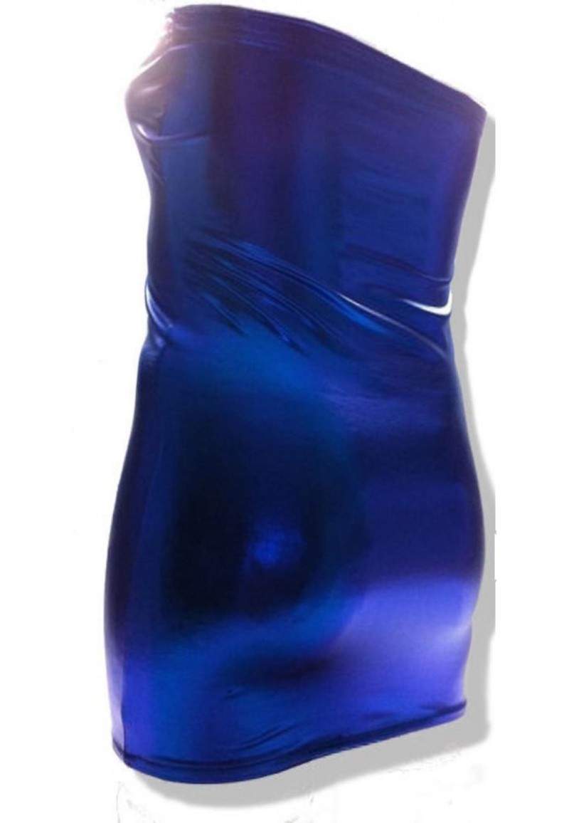 Blaues Wetlook Bandeau Kleid Übergröße in Deutschland produziert - 