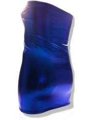 Extravagantes Leder-Optik Blaues Big Size Bandeau Kleid - Deutsche Produktion