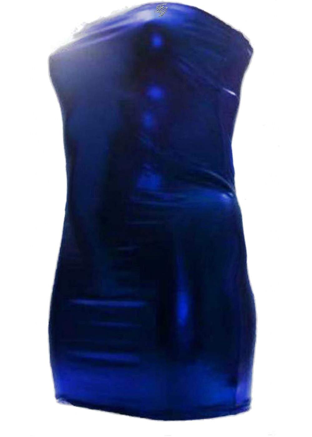Leder-Optik Blaues Big Size Bandeau Kleid Rabatt 11% - 