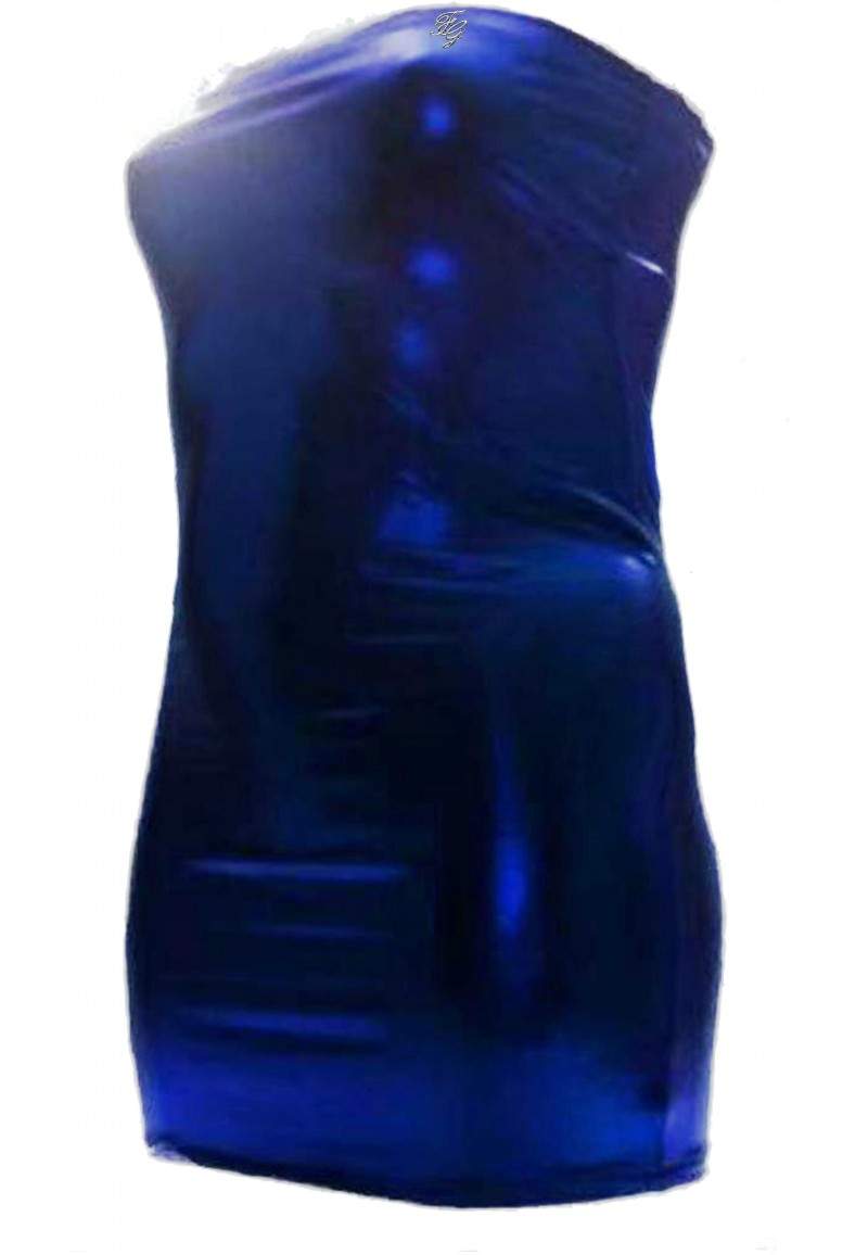 Blue wetlook bandeau dress plus size made in Germany -