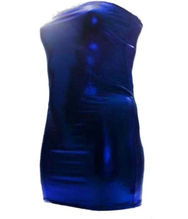 Leder-Optik Blaues Big Size Bandeau Kleid