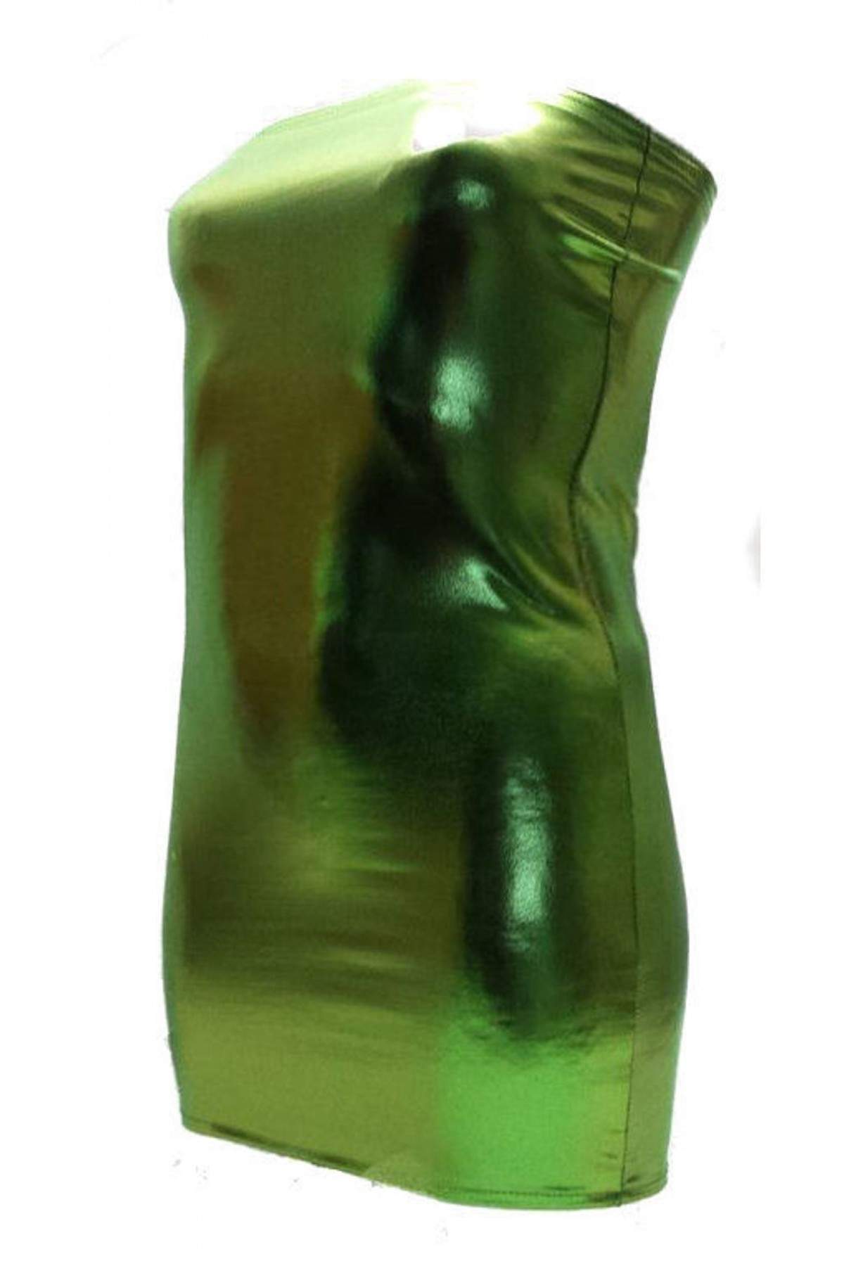 Cool Wetlook Gogo Bandeau Dress Green Sizes 44 - 52 to 75 cm Length... - 