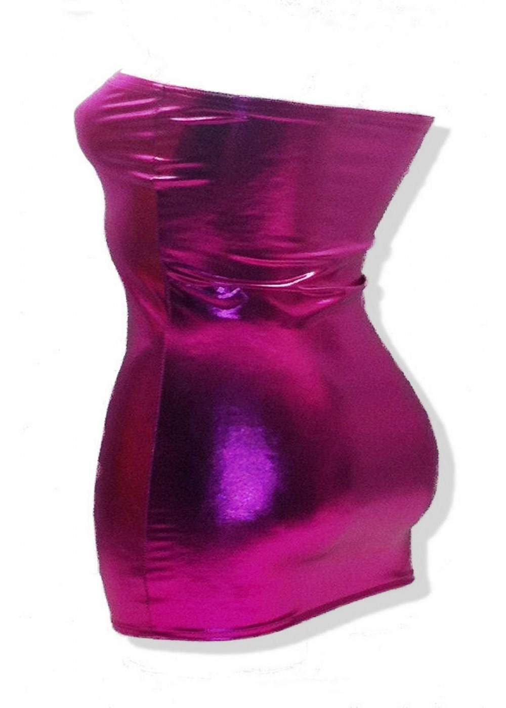 FGirth Leder-Optik Größen 44 - 52 Gogo Wetlook Bandeau Kleid pink M... - 