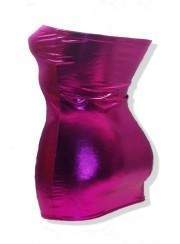 Sizes 44 - 52 Gogo Wetlook Bandeau dress pink metal effect up to 75 cm - 