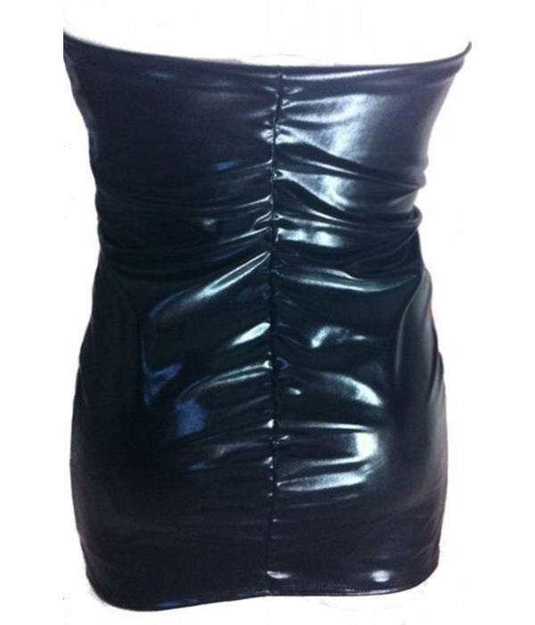 bargain Leather look Large sizes BANDEAU dress black red elastic - Jetzt noch mehr sparen