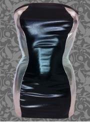 Leder-Optik Große Größen BANDEAU-Kleid schwarz silber - 