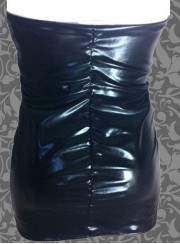 Extravagantes Leder-Optik Große Größen BANDEAU-Kleid schwarz silber - 