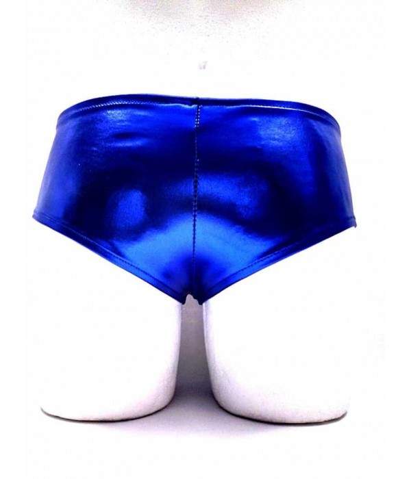 Leder-Optik Hotpants blau Metallic