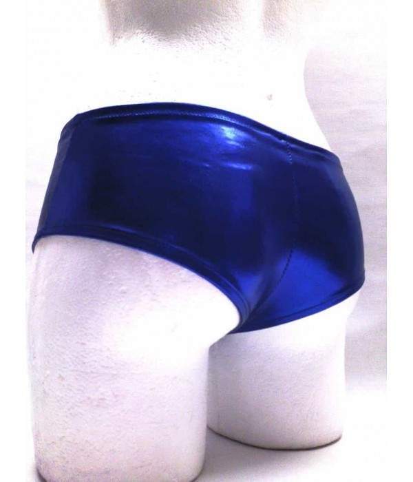 Leder-Optik Hotpants blau Metallic