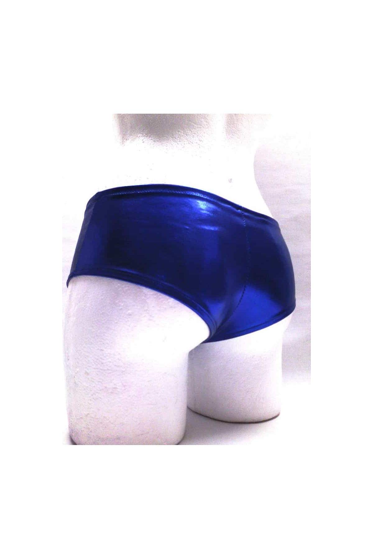 Leder-Optik Hotpants blau Metallic Größen 34 - 42 - 