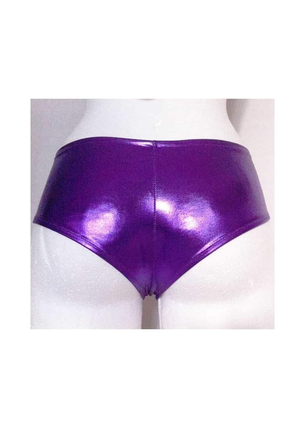Leather Look Hotpants purple metallic - 