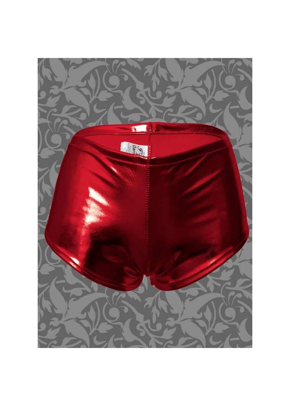 Leather-look hotpants red metallic sizes 34 - 42