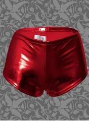 Leather-look hotpants red metallic sizes 34 - 42 - Rabatt