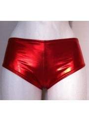 Leder-Optik Hotpants rot Metallic Größen 34 - 42 - 