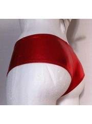 semana negra Ahorre 15% Pantalones cortos de cuero óptico rojo metá... - 