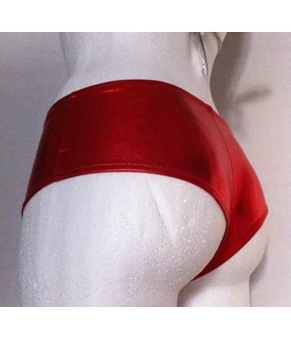 Pantalones cortos de cuero óptico rojo metálico Tallas 34 - 42