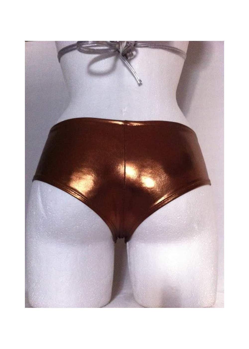 Leather Look Hotpants brown Metallic Sizes 34- 42 - 