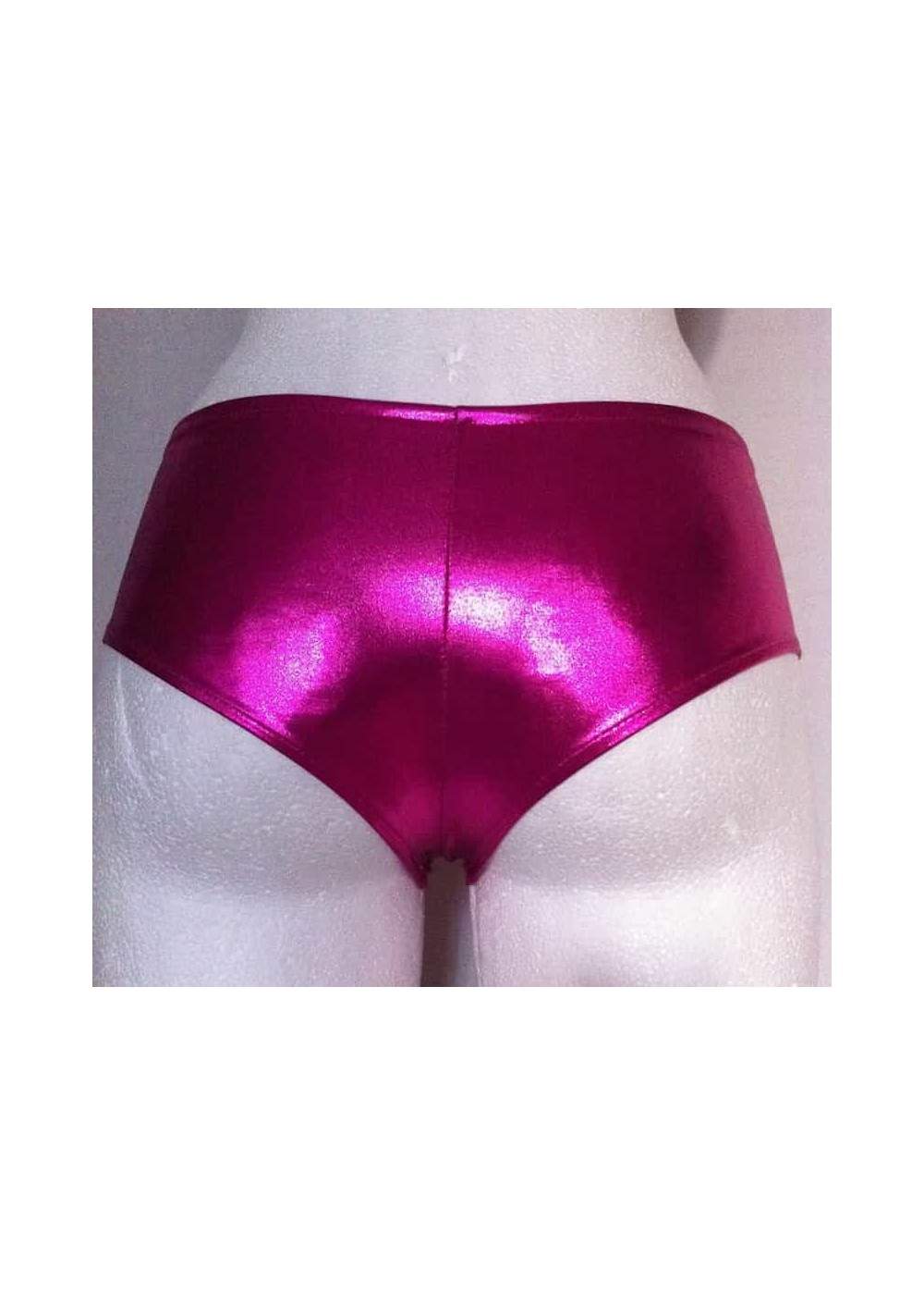 Pantalones calientes de cuero óptico rosa metalizado Tallas 34 - 42