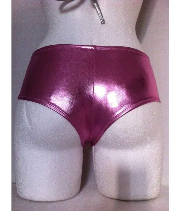 Leder-Optik Hotpants rosa Metallic Größen 34 - 42