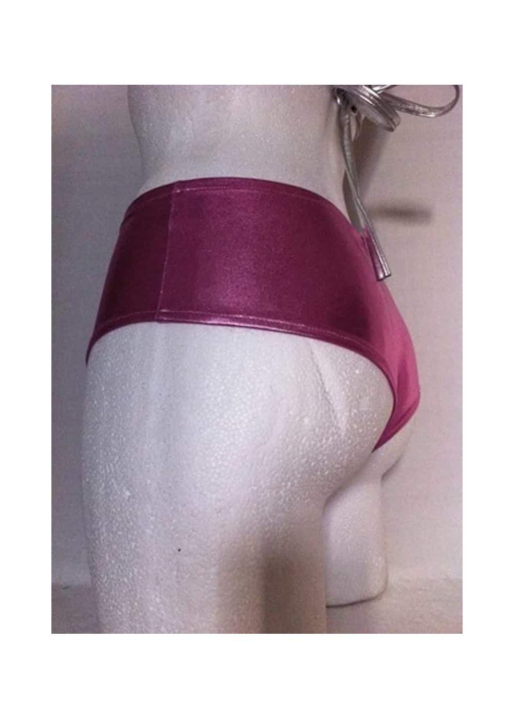 Leder-Optik Hotpants rosa Metallic Größen 34 - 42 - 