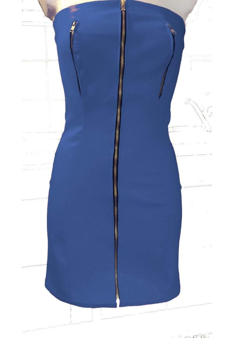 blue soft leather dress open top oversize produced in Germany -