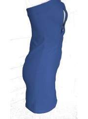 Extravagantes Nippelfrei Softleder Kleid blau mit Reißverschlüssen - 