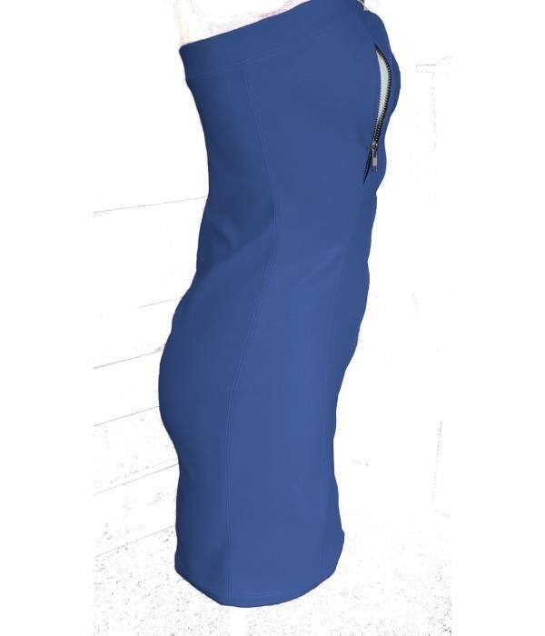 Schnäppchen 25 % Nippelfrei Softleder Kleid blau mit Reißverschlüss... - Jetzt noch mehr sparen