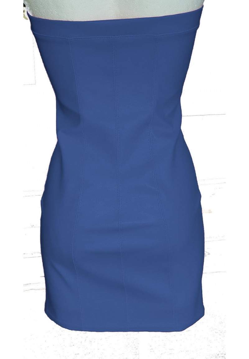 blaues Softleder Kleid oben offen Übergröße in Deutschland produziert - 