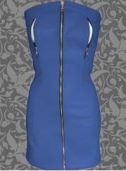 Schnäppchen 25 % Nippelfrei Softleder Kleid blau mit Reißverschlüss... - Jetzt noch mehr sparen