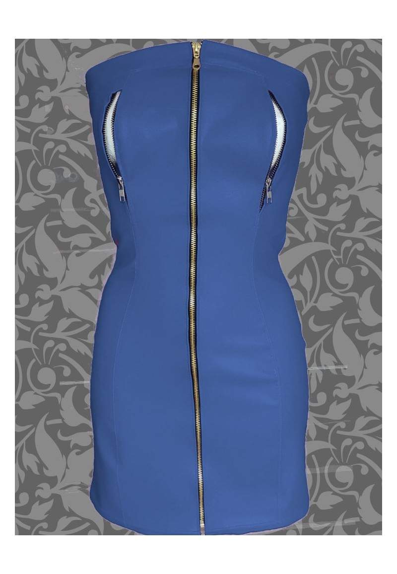 blue soft leather dress open top oversize produced in Germany -