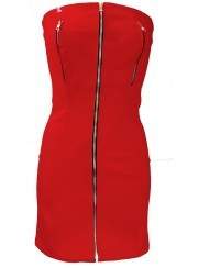 black week Save 15% Red leather dress nipple-free with zippers - 