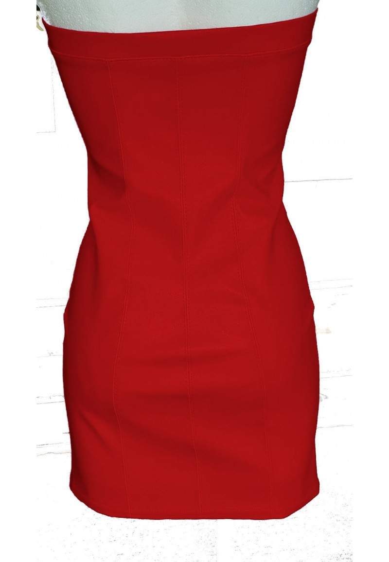 Red faux leather dress open top oversize produced in Germany -