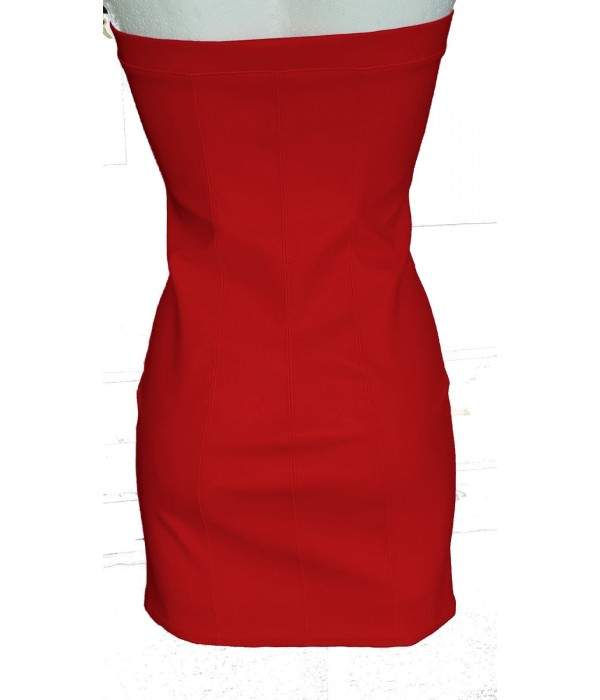 Vestido de cuero rojo sin pezones con cremalleras - Jetzt noch mehr sparen