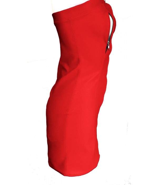 Vestido de cuero rojo sin pezones con cremalleras - Jetzt noch mehr sparen