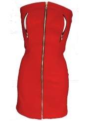 Red leather dress nipple-free with zippers - Jetzt noch mehr sparen