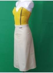 Save 15 percent on White faux leather A-line skirt - 