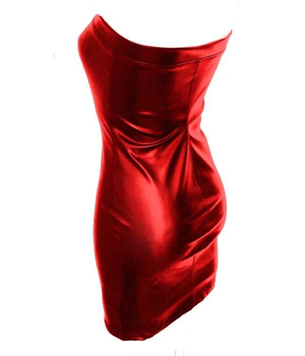Vestido erótico de piel sintética rojo tallas 32 - 48 - Jetzt noch mehr sparen