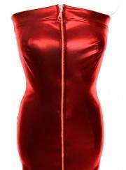 Extravagantes Leder Kleid rot Kunstleder - Rabatt