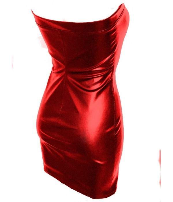 Vestido erótico de piel sintética rojo tallas 32 - 48 - Jetzt noch mehr sparen