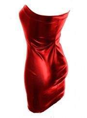 Extravagantes Leder Kleid rot Kunstleder - Rabatt