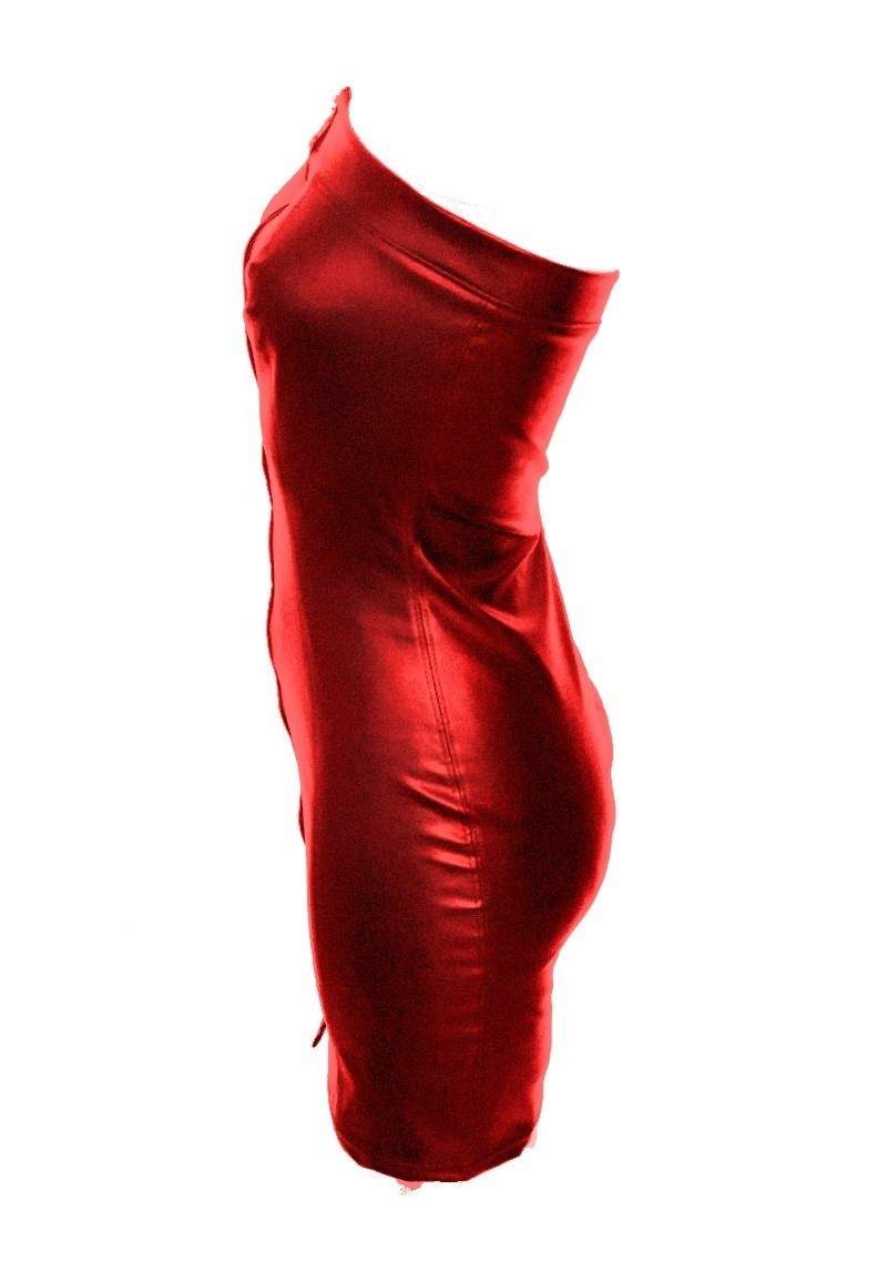 Faux leather dress red produced in Germany -