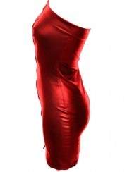 Leather dress red imitation leather - Rabatt