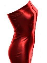 Kauf auf Rechnung Weiches erotisches Kunstleder Kleid rot Größen 32... - 
