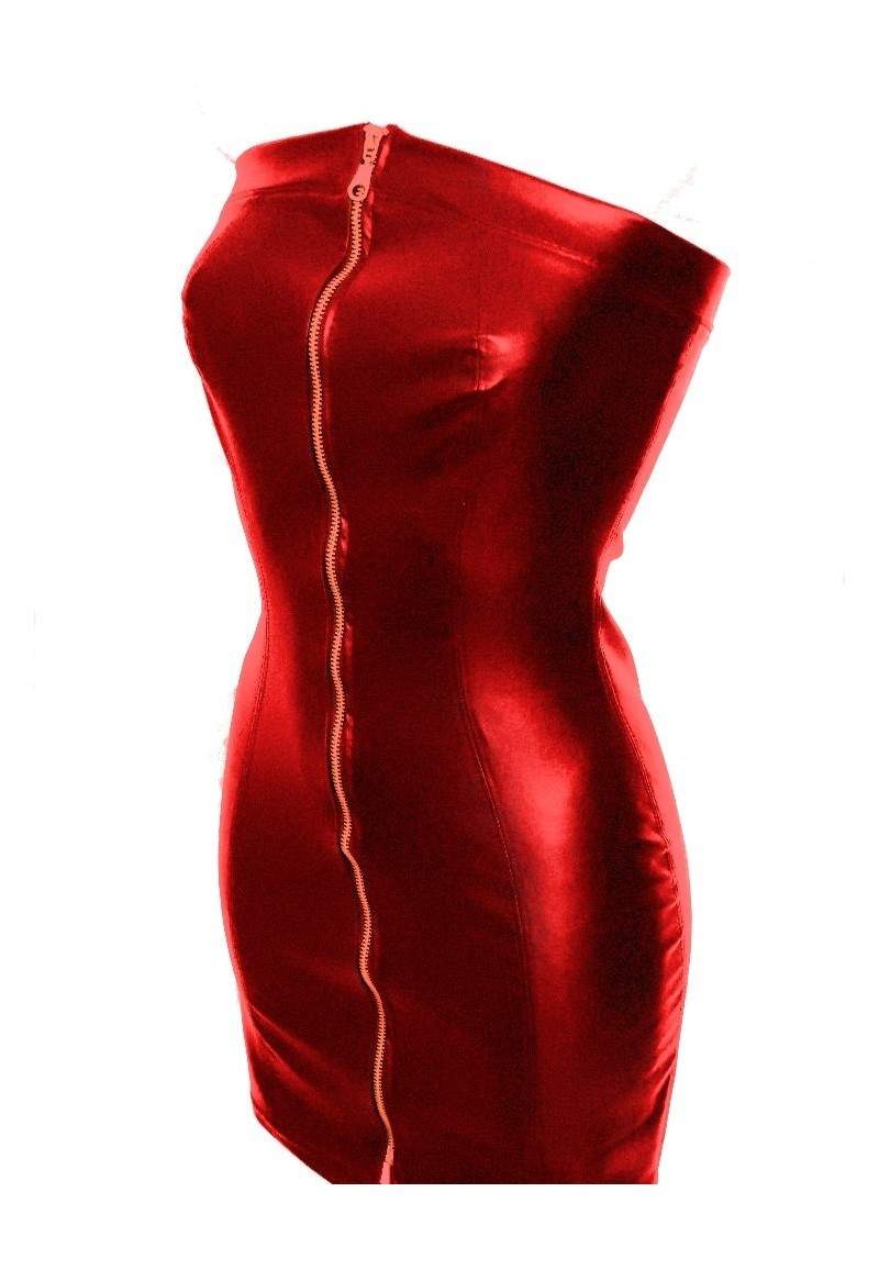 Faux leather dress red produced in Germany -