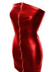 Extravagantes Leder Kleid rot Kunstleder - Rabatt