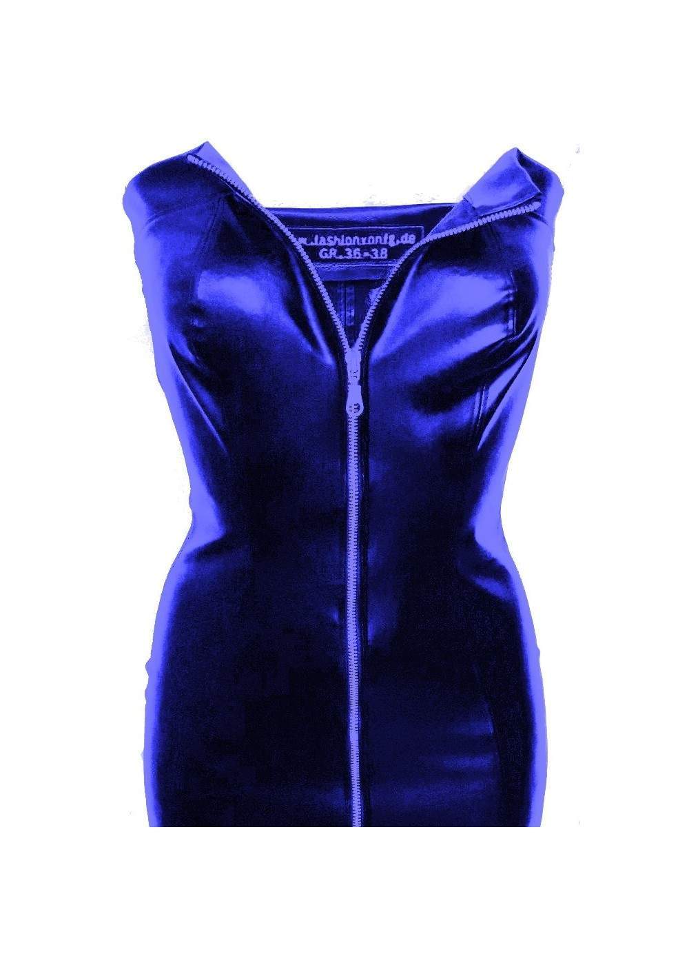 Leather dress blue imitation leather