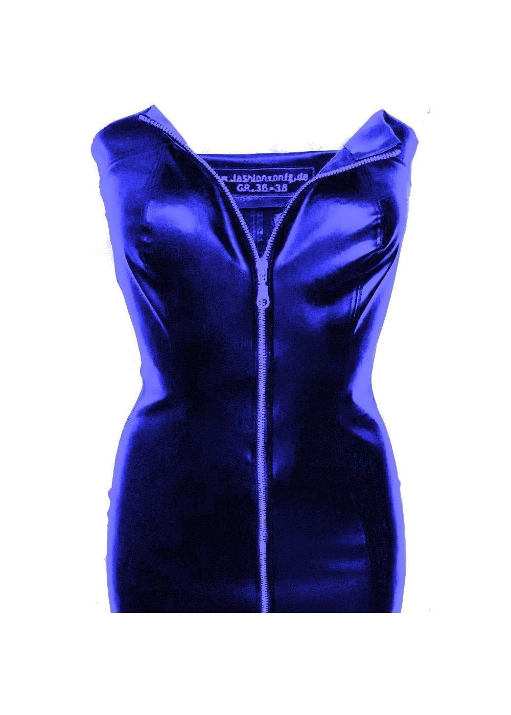 Leder Kleid blau Kunstleder
