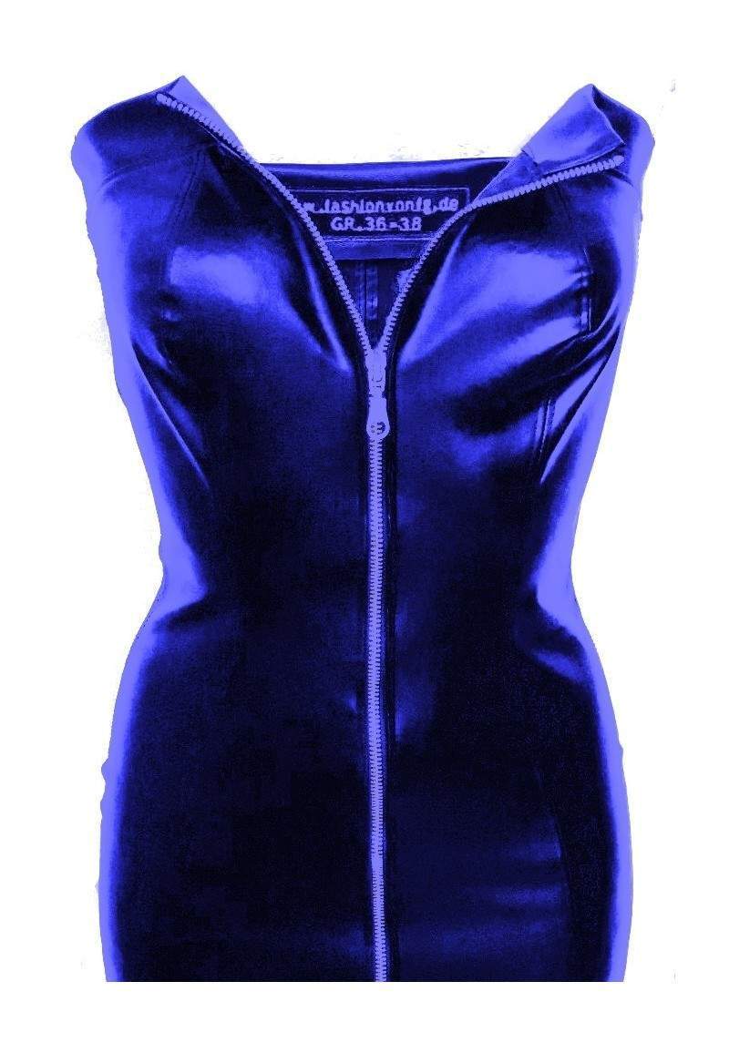 Faux leather dress blue produced in Germany -